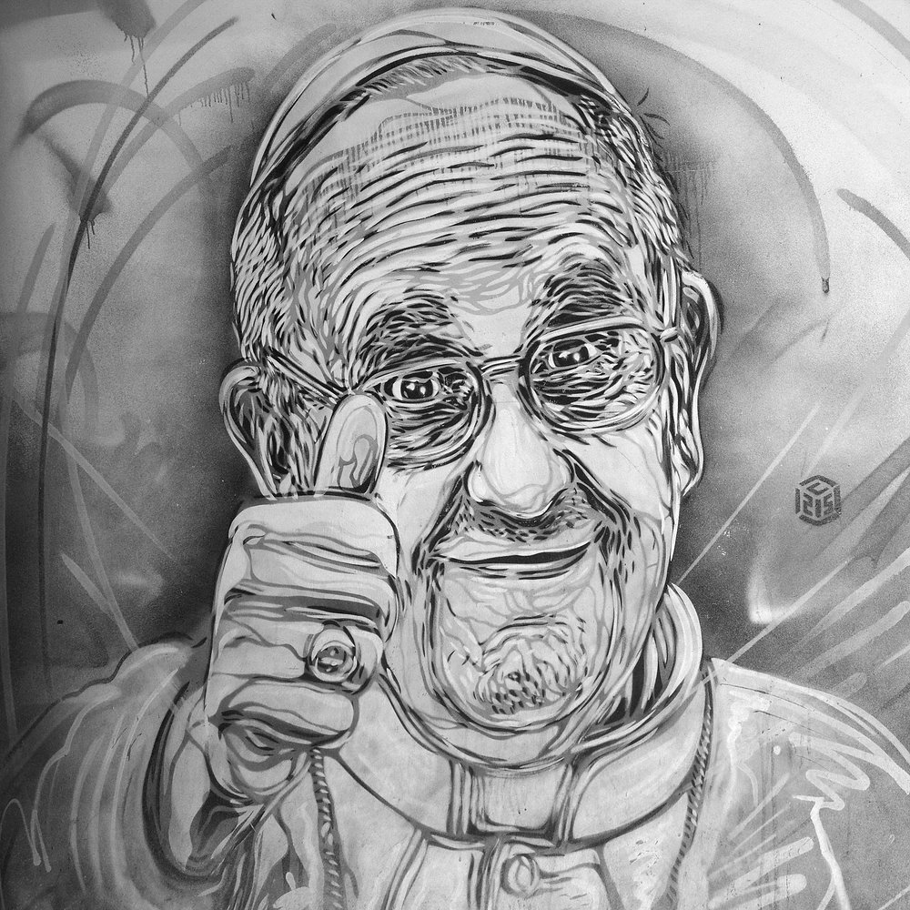 Papst  Franziskus  Graffiti in Rom
